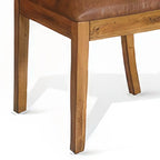 Marv Dining Chair, Slat Back, Light Brown Microfiber, Mahogany Mindi