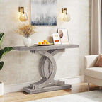 Farmhouse Wood Console Tables with Geometric Base for Entryway