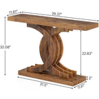 Farmhouse Wood Console Tables with Geometric Base for Entryway
