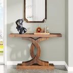 Farmhouse Wood Console Tables with Geometric Base for Entryway