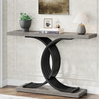 Farmhouse Wood Console Tables with Geometric Base for Entryway