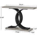 Farmhouse Wood Console Tables with Geometric Base for Entryway