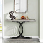 Farmhouse Wood Console Tables with Geometric Base for Entryway