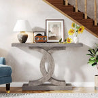 Farmhouse Wood Console Tables with Geometric Base for Entryway