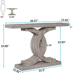 Farmhouse Wood Console Tables with Geometric Base for Entryway