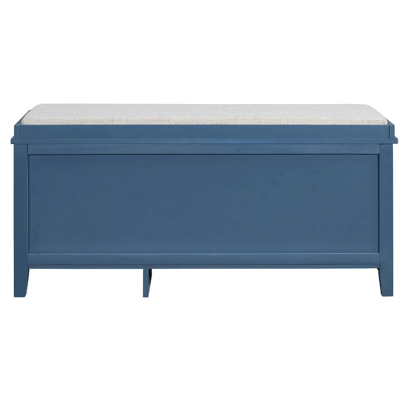 Vintage Shoe Bench with Cushion, 2 Drawers & 2 Rattan Doors