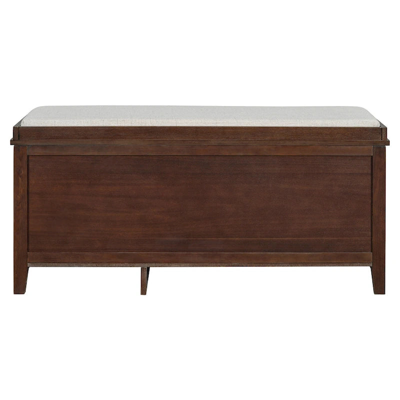 Vintage Shoe Bench with Cushion, 2 Drawers & 2 Rattan Doors
