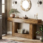 Farmhouse 63 Console Table, 2-Tier Entryway Table Narrow Long Wood Sofa Table