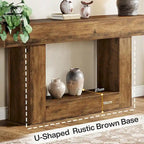 Farmhouse 63 Console Table, 2-Tier Entryway Table Narrow Long Wood Sofa Table