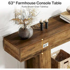 Farmhouse 63 Console Table, 2-Tier Entryway Table Narrow Long Wood Sofa Table