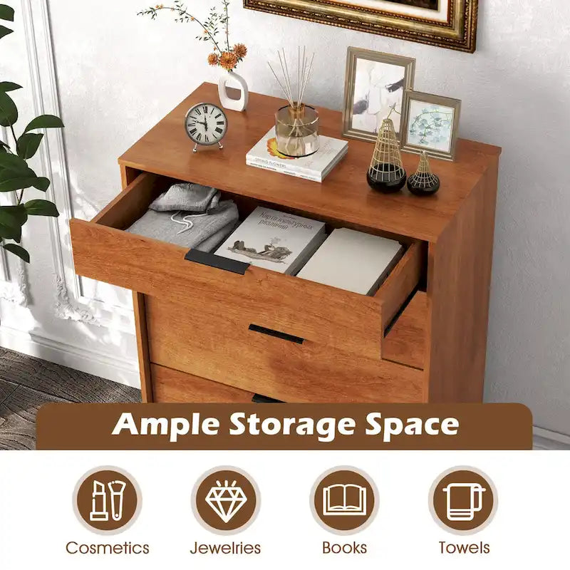 Gymax 5-Drawer Dresser w/ Interlock System Metal Support Legs &