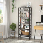 6-Tiers Adjustable Bamboo Storage Shelving Rack,Freestanding Open Display Shelf Organizer Rack