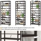 6-Tiers Adjustable Bamboo Storage Shelving Rack,Freestanding Open Display Shelf Organizer Rack
