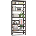 6-Tiers Adjustable Bamboo Storage Shelving Rack,Freestanding Open Display Shelf Organizer Rack