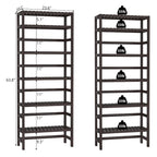 6-Tiers Adjustable Bamboo Storage Shelving Rack,Freestanding Open Display Shelf Organizer Rack