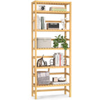 6-Tiers Adjustable Bamboo Storage Shelving Rack,Freestanding Open Display Shelf Organizer Rack