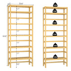6-Tiers Adjustable Bamboo Storage Shelving Rack,Freestanding Open Display Shelf Organizer Rack