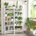 6-Tiers Adjustable Bamboo Storage Shelving Rack,Freestanding Open Display Shelf Organizer Rack