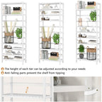 6-Tiers Adjustable Bamboo Storage Shelving Rack,Freestanding Open Display Shelf Organizer Rack