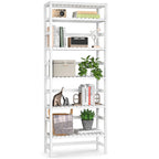 6-Tiers Adjustable Bamboo Storage Shelving Rack,Freestanding Open Display Shelf Organizer Rack