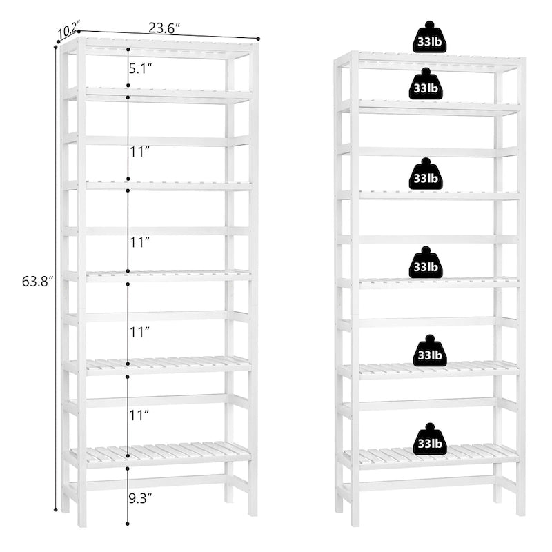 6-Tiers Adjustable Bamboo Storage Shelving Rack,Freestanding Open Display Shelf Organizer Rack