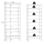 6-Tiers Adjustable Bamboo Storage Shelving Rack,Freestanding Open Display Shelf Organizer Rack