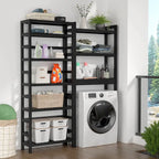 6-Tiers Adjustable Bamboo Storage Shelving Rack,Freestanding Open Display Shelf Organizer Rack