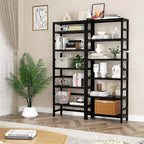 6-Tiers Adjustable Bamboo Storage Shelving Rack,Freestanding Open Display Shelf Organizer Rack