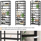 6-Tiers Adjustable Bamboo Storage Shelving Rack,Freestanding Open Display Shelf Organizer Rack