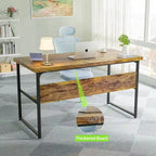 Executive Desk Computer Desk with Extra Thick Tabletop, Simple Office Desk Workstation Study Writing Table with Power Outlets