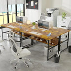 Executive Desk Computer Desk with Extra Thick Tabletop, Simple Office Desk Workstation Study Writing Table with Power Outlets