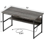 Executive Desk Computer Desk with Extra Thick Tabletop, Simple Office Desk Workstation Study Writing Table with Power Outlets
