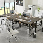 Executive Desk Computer Desk with Extra Thick Tabletop, Simple Office Desk Workstation Study Writing Table with Power Outlets