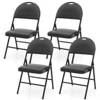 Black Folding Padded Chairs - Metal Frame Set