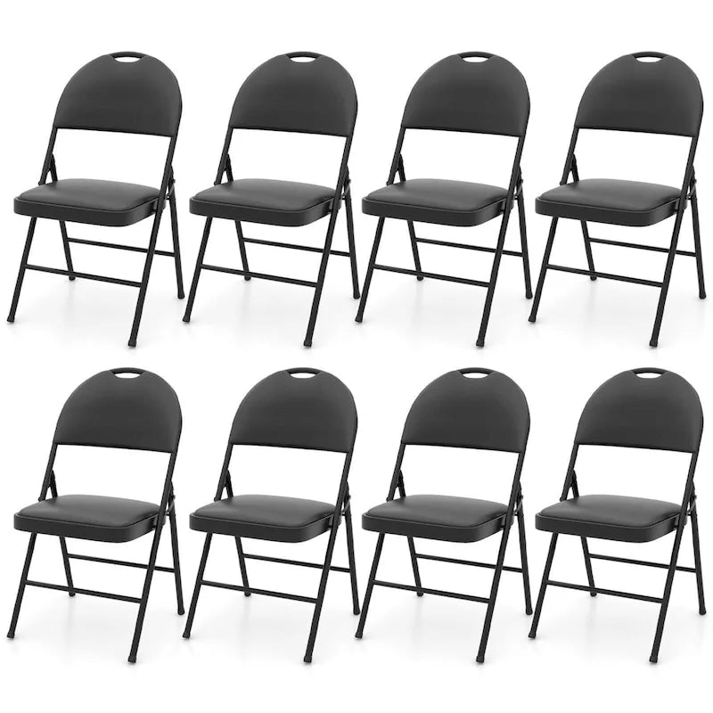 Black Folding Padded Chairs - Metal Frame Set