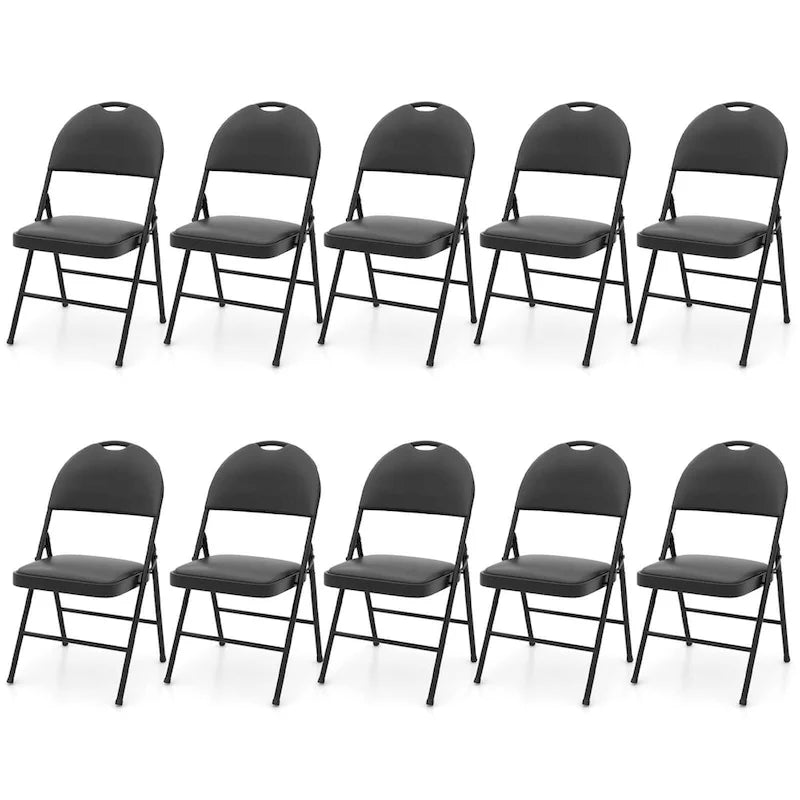 Black Folding Padded Chairs - Metal Frame Set