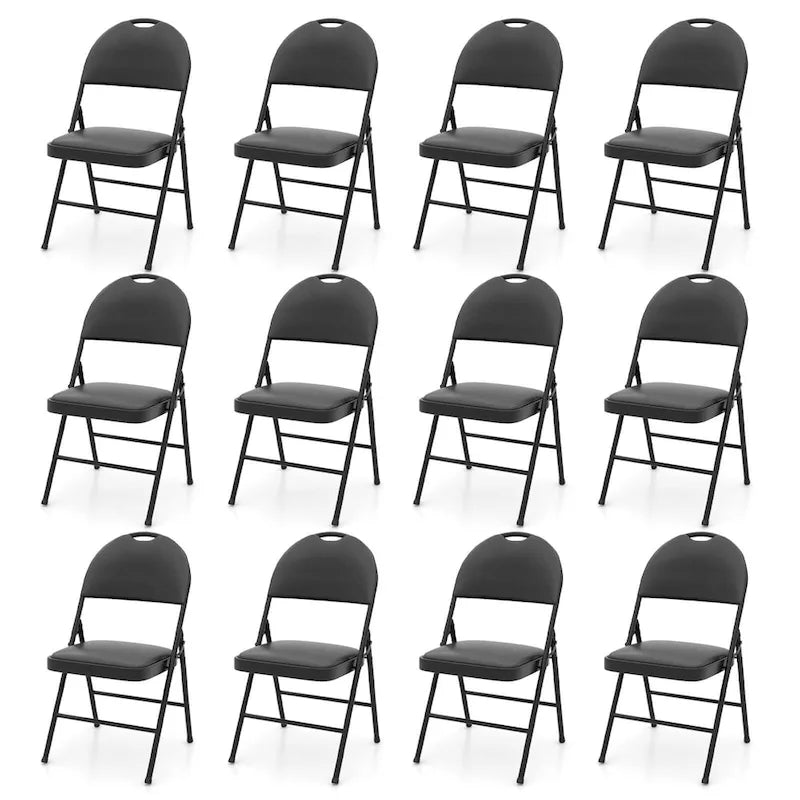 Black Folding Padded Chairs - Metal Frame Set