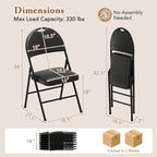 Black Folding Padded Chairs - Metal Frame Set