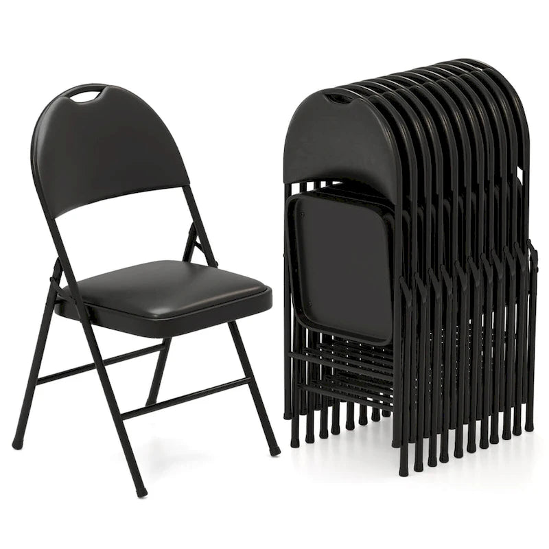Black Folding Padded Chairs - Metal Frame Set