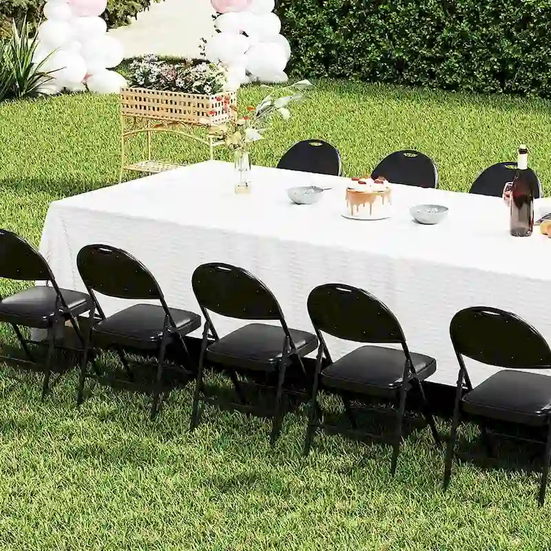 Black Folding Padded Chairs - Metal Frame Set