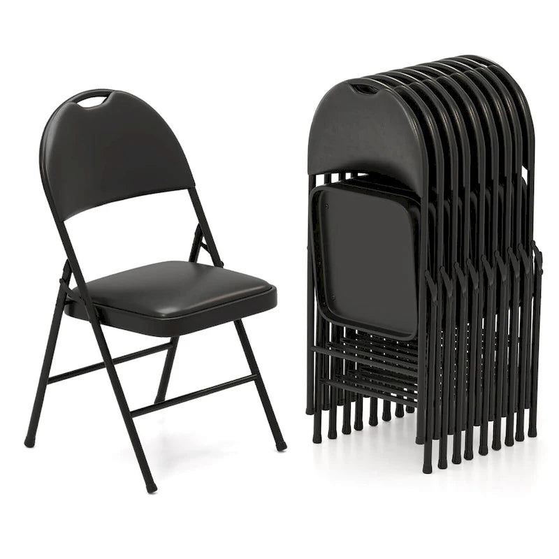 Black Folding Padded Chairs - Metal Frame Set