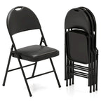 Black Folding Padded Chairs - Metal Frame Set