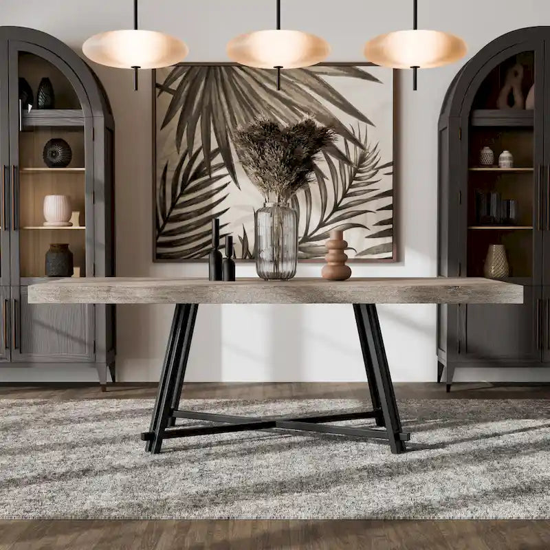 Furniture of America Evrena Modern 7-Piece Black Solid Wood Dining Set
