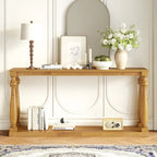 63 Long Entryway Console Table Sofa Table with Bottom Storage Shelf & Sculptural Vase-Leg for Hallway Living Room