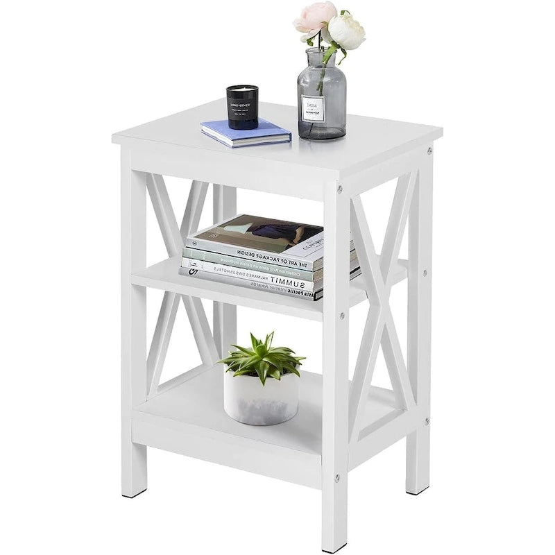 Modern Nightstand with 3-Tier Storage Shelves