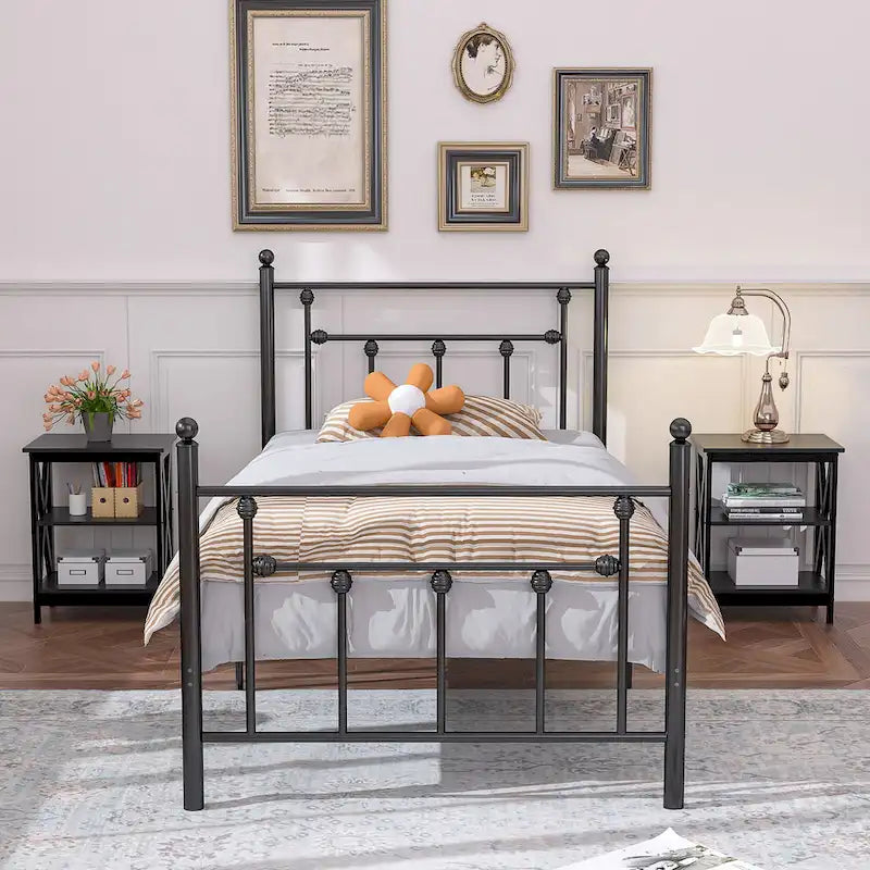 Modern Nightstand with 3-Tier Storage Shelves