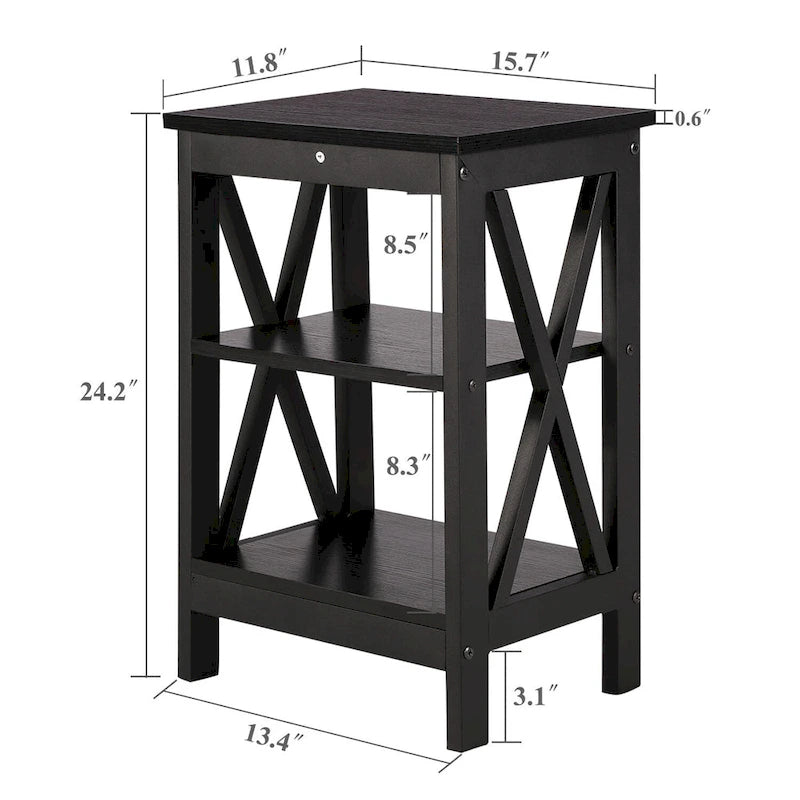 Modern Nightstand with 3-Tier Storage Shelves
