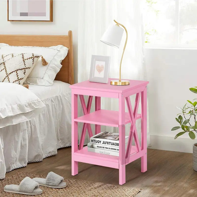 Modern Nightstand with 3-Tier Storage Shelves