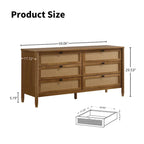 Roundhill Furniture Vichy 5-Piece Rattan Bedroom Set with Upholstered Queen Bed, Chest, Dresser, Mirror, and 2 Nightstands