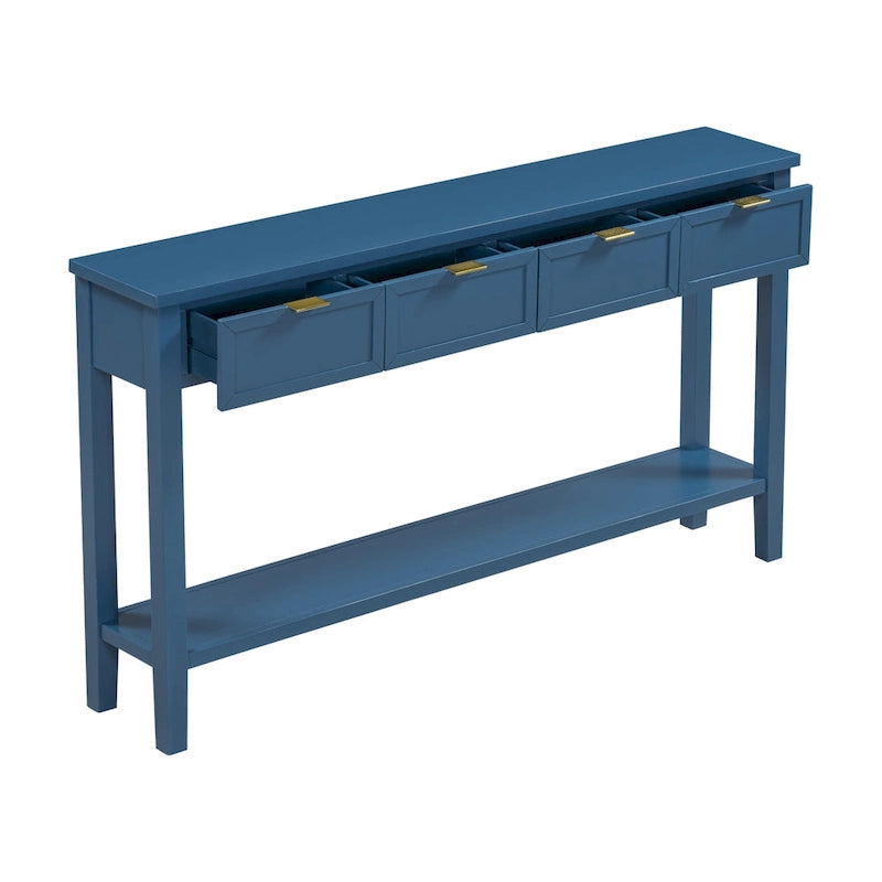 High-Quality Entryway Console Table with 4 Spacious Drawers & 1 Bottom Shelf
